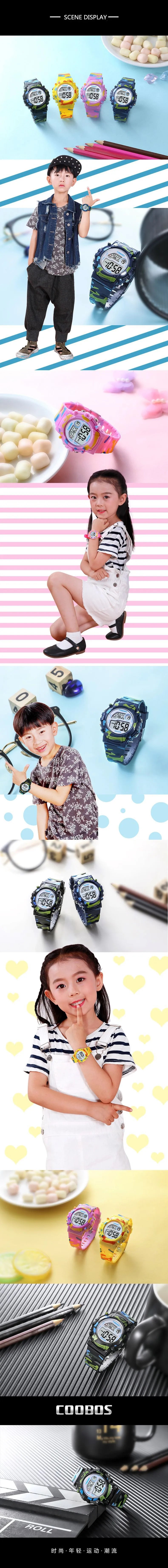 Sport Digital Watch for Kids Waterproof Luminous Children's Electronic LED Watch Fashion Multi-function Week Display Kids Watch