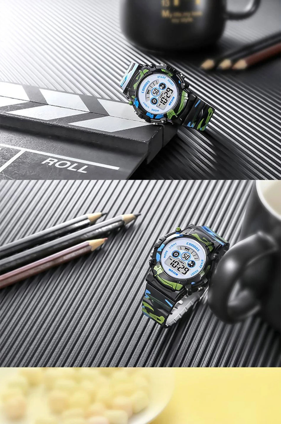 Sport Digital Watch for Kids Waterproof Luminous Children's Electronic LED Watch Fashion Multi-function Week Display Kids Watch